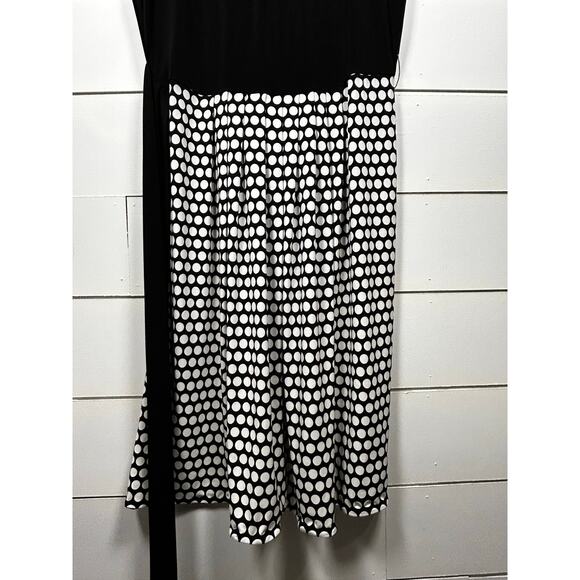 Talbots Black White Polka Belted Midi Dress Size 12 - Picture 4 of 9